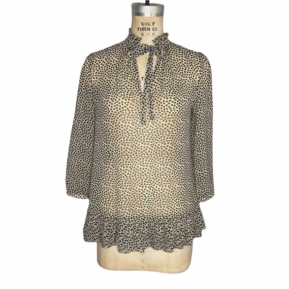 Portrait of a girl 4 cream black high neck sheer blouse - Picture 2 of 9